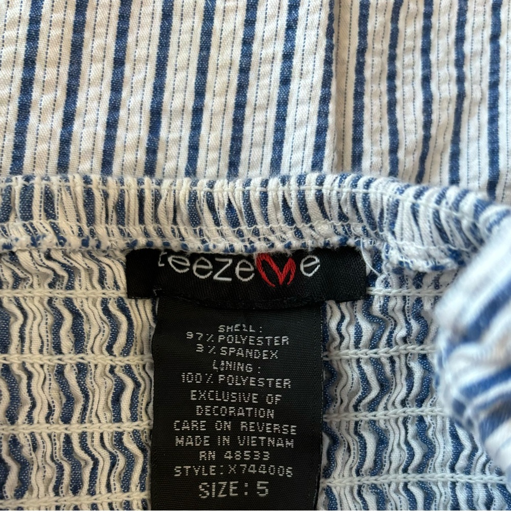 TeezeMe Dress Seersucker Blue & White Juniors Size 5 Sleeveless Back Tie Summer - Picture 11 of 11